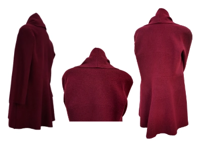 Wollwalkjacke Mona Jacke Mona von der Seite und von hinten in Rouge